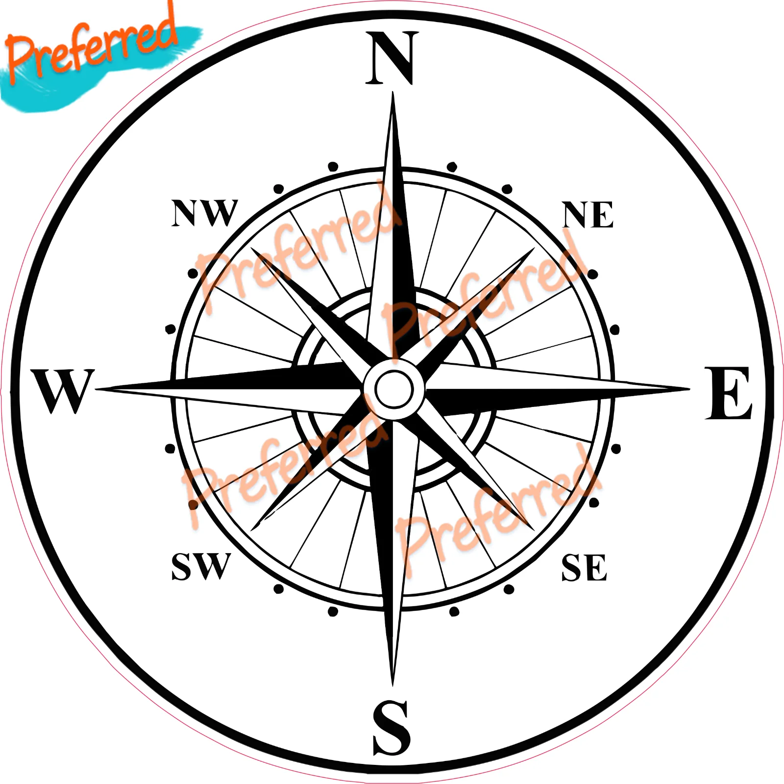 

Nautical Rose Compass Waterproof Vinyl Boat Car Van Canal Barge Decal River Boat Die-Cut Waterproof PVC