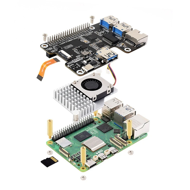 Плата расширения Pcie для Raspberry Pi 5 Gigabit Ethernet и USB 3 2 Gen1 HAT + плата PI5