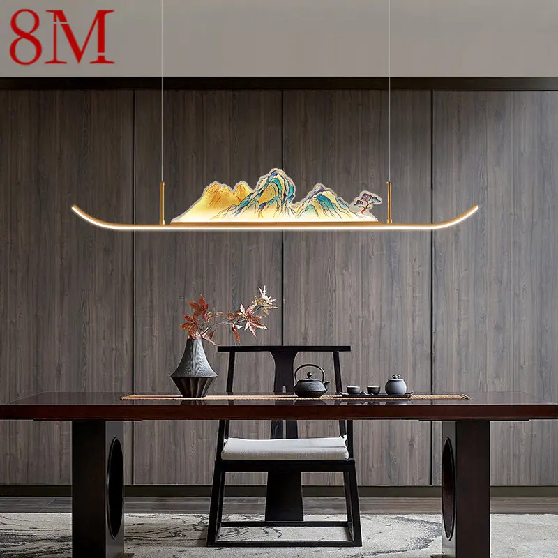 

8M Chinese Lamp Pendant Light LED 3 Colors Creative Zen Design Hill Landscape Chandelier For Home Teahouse Dining Room