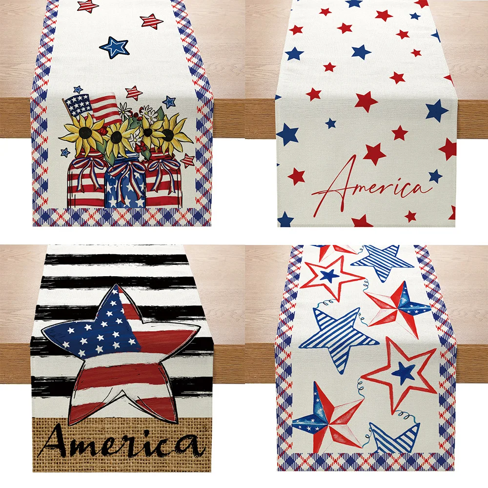 

Independence Day Decoration Linen Table Flag Poinsettia Home Kitchen Dining Room Decoration Indoor Outdoor Party Supplies