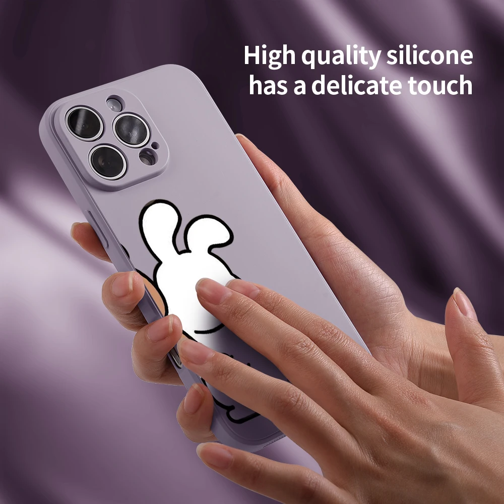 Милый чехол с мультяшным кроликом для iPhone 16E 16 15 14 13 12 11 Pro Max Xr X XS 7 8 Plus Silione Забавные