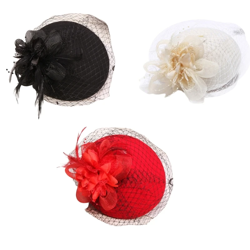

Vintage Pillbox Hat with Veil Fascinator for Wedding Party Mrs. Maisel