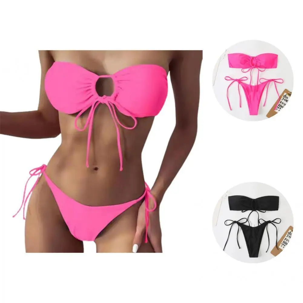 

Женские стильные регулируемые однотонные купальники, 2 шт./компл., женский купальник из двух частей, пляжная одежда без рукавов