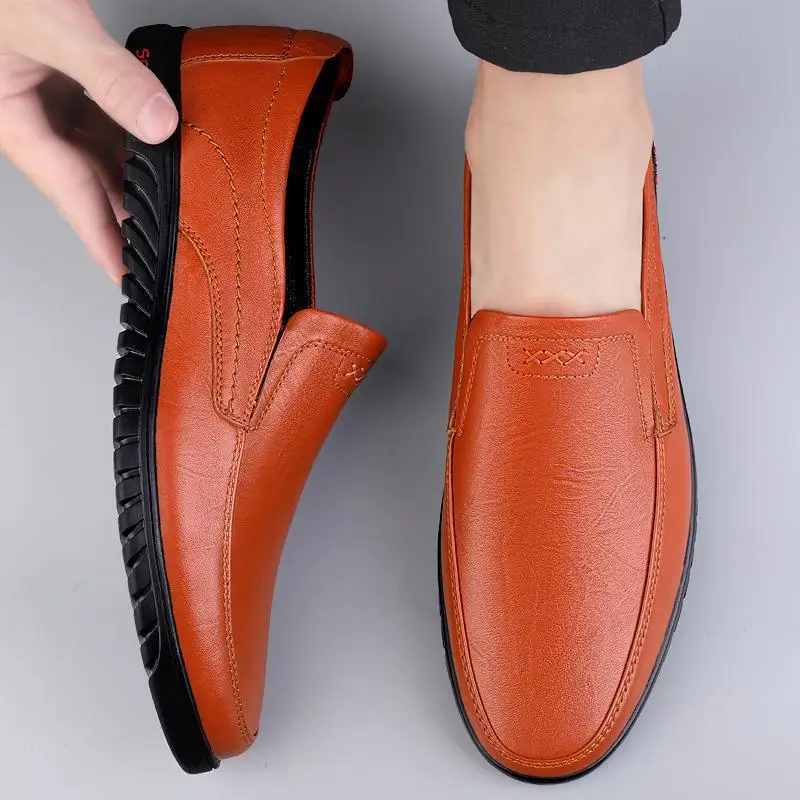

Men's Leather Shoes Trendy British-Style Business Casual Shoes 2023 Spring Platform Peas Shoes Business Work Shoes