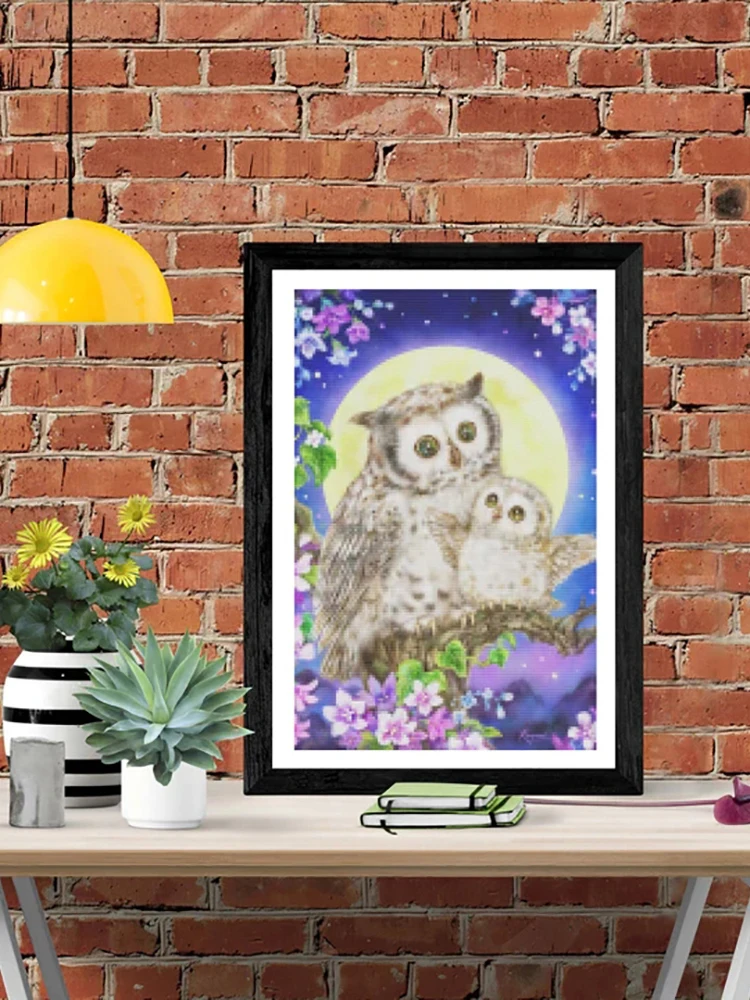 

DIY-5D Diamond Painting Owl Mother Child Splicing Set Full Diamond Embroidery Mosaic Picture Closed