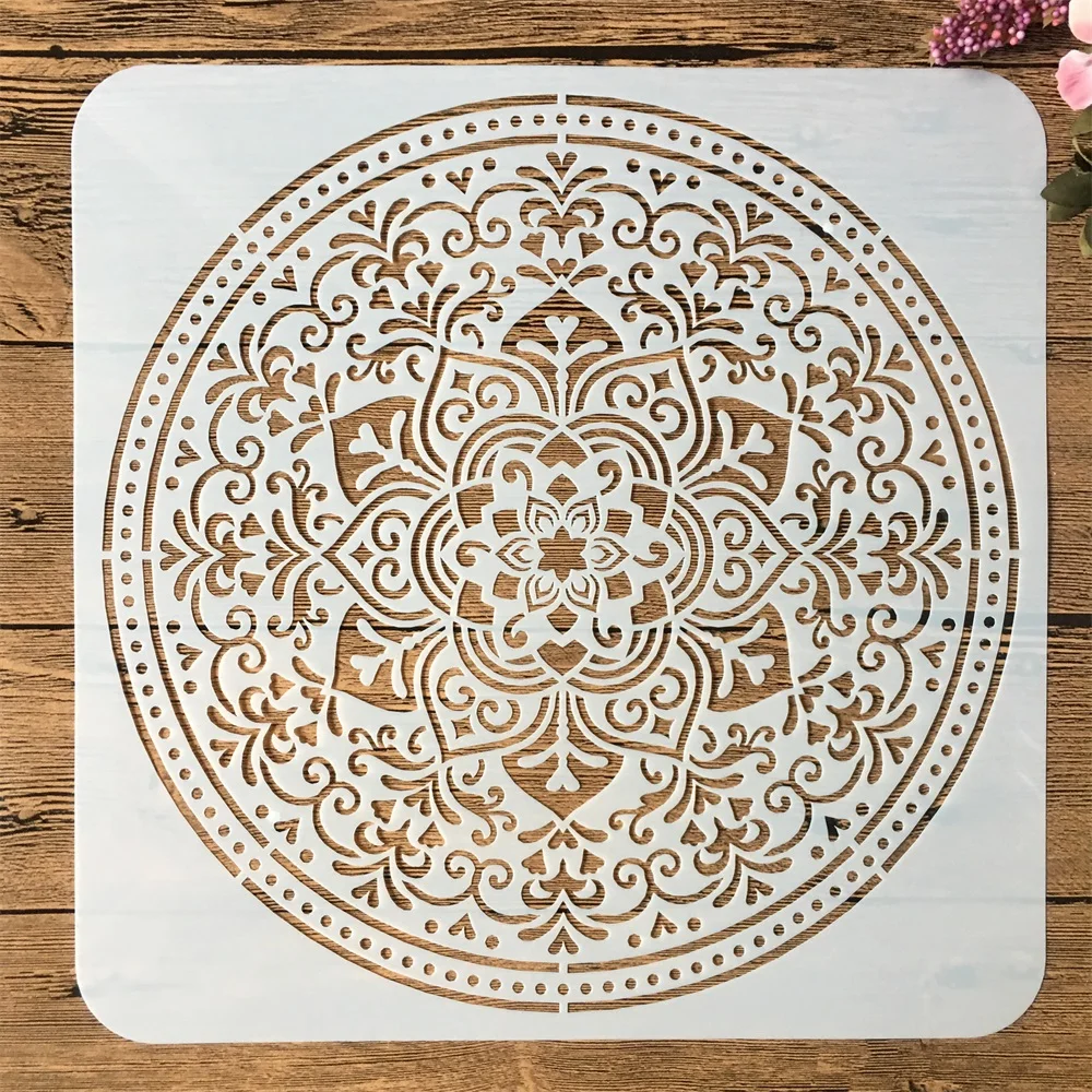 

30*30 см большой круглый геометрический трафарет Мандала для самостоятельного нанесения слоев настенная живопись искусственная кожа декоративный шаблон