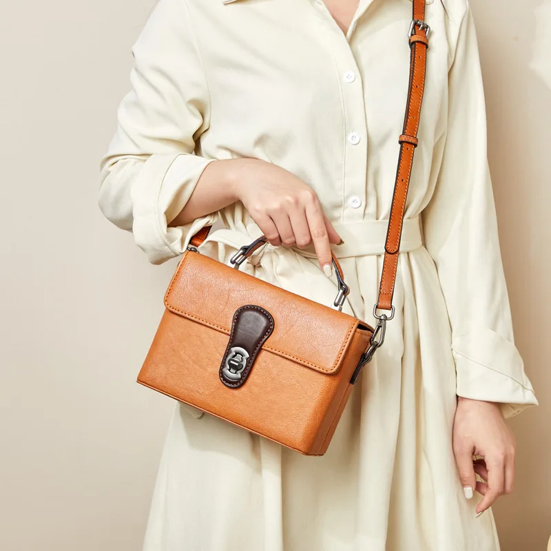 Женская Винтажная сумочка из натуральной кожи Johnature портативная маленькая сумка