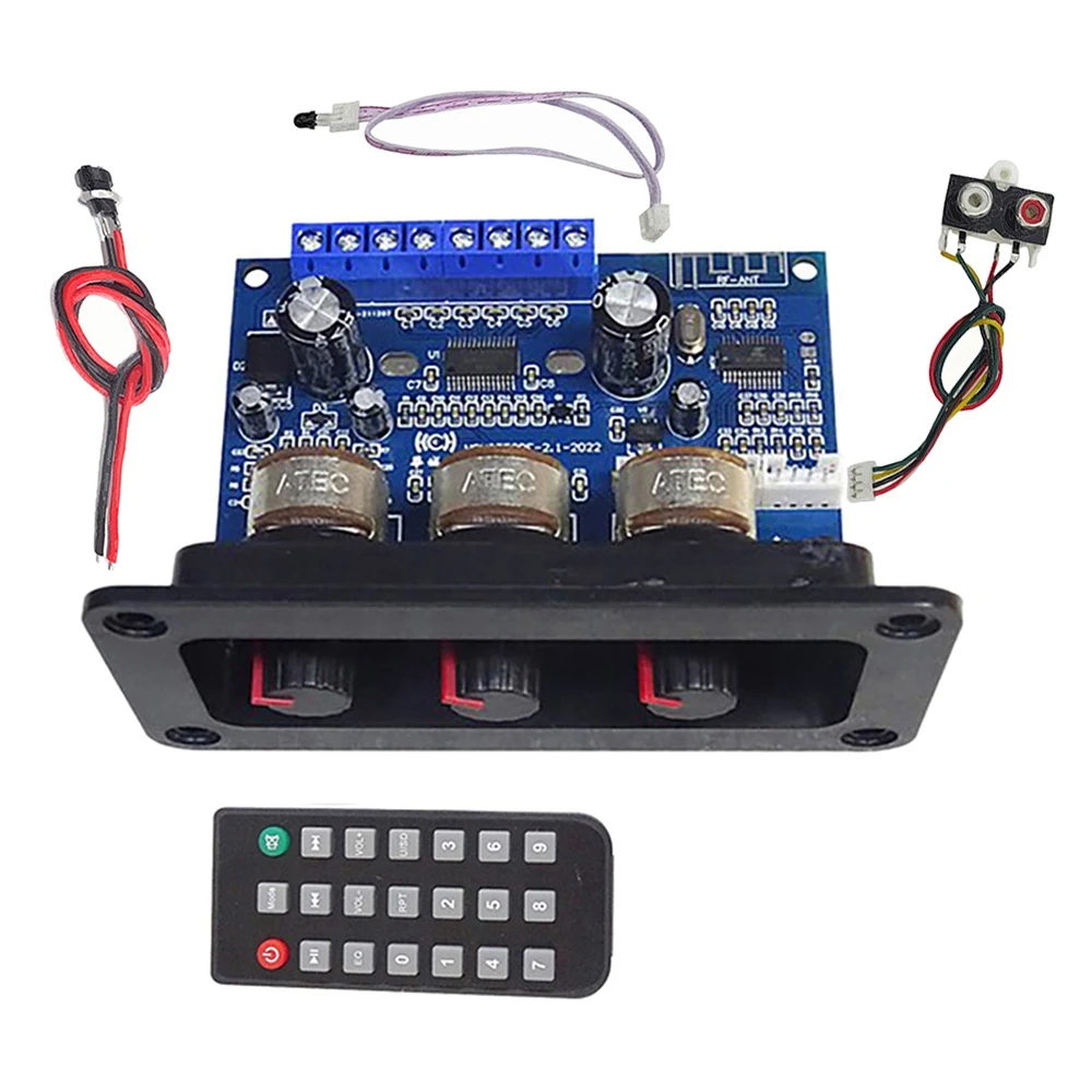 

2.1 Channel Bluetooth Amplifier Board with DC Female+AUX Cable+Remote Control 2X25W+50W Subwoofer Class D Amplifier Kit
