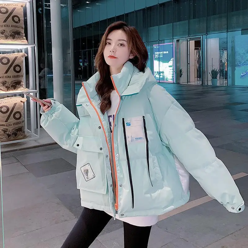 

Новое зимнее пуховое хлопковое пальто, женское короткое хлопковое пальто, свободное корейское хлопковое пальто, маленькое пальто