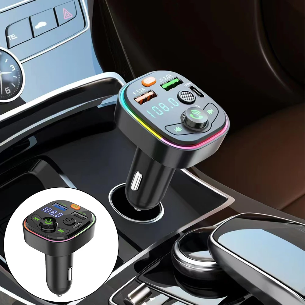 Car Bluetooth 5.0 FM Transmitter Q6 Wireless Audio Receiver Handsfree MP3 Player With USB Type-c Fast Charger FM Modulator