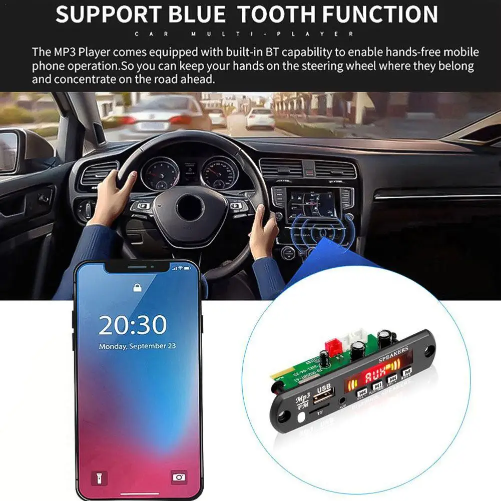 

MP3-плеер декодер плата FM радио TF карта USB музыкальный приемник автомобильный комплект аудио усилитель плата Bluetooth с дистанционным управлени...