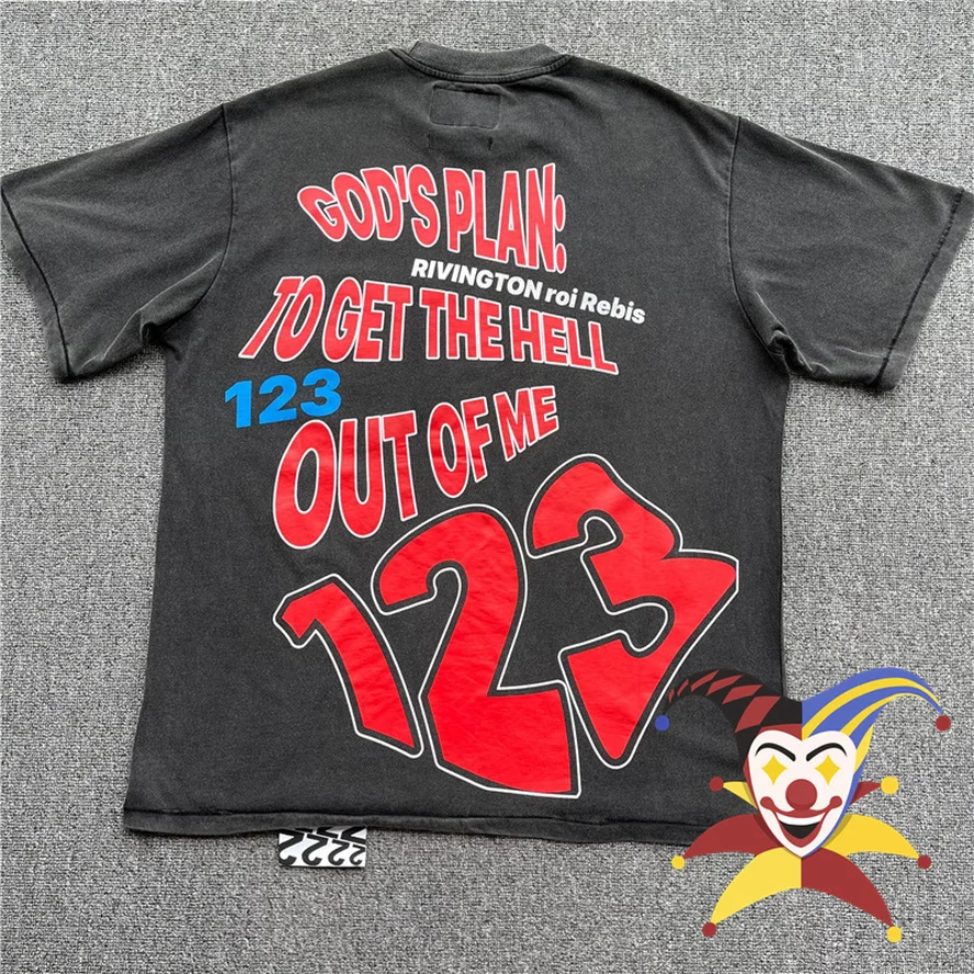 

RRR-123 T Shirt Men Women 1:1 Best Quality Distressed Destruction Washed Letter Print Pocket T-Shirt Tops Tee