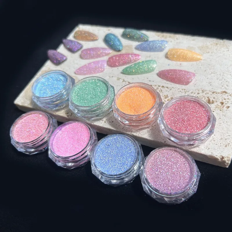 

Iridescent Sugar Nail Glitter Colorful Candy Coat Powder Pigment For Manicure Sugar Effect Shiny Dust Nail Art Decorations #F103