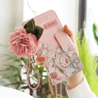 luxurious design case for iphone 11 12 13 pro mini max 3d flower business wallet flip leather mobile phone case for woman