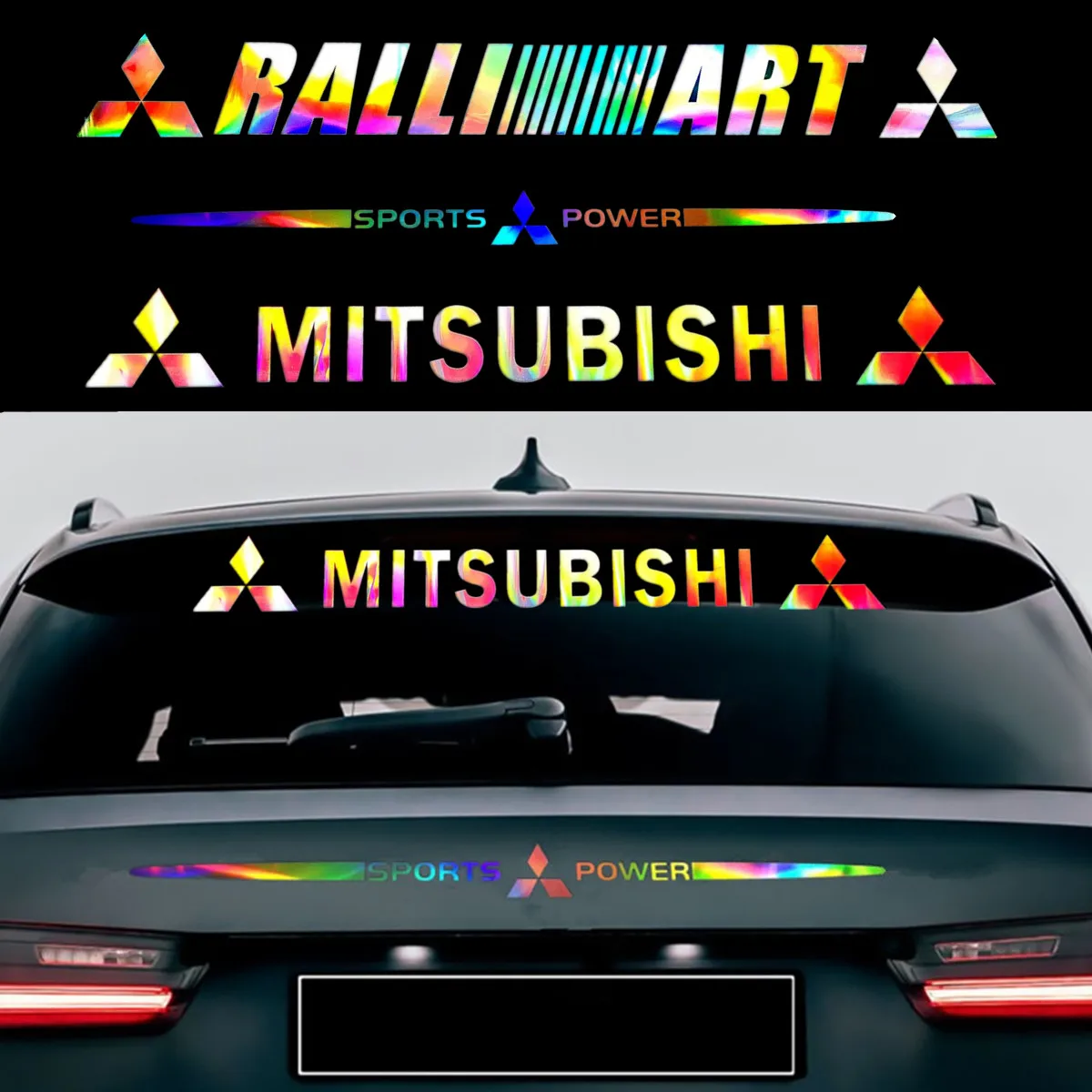 

Для Mitsubishi Светоотражающая наклейка на машину Decal, виниловое ветровое стекло, лазерное украшение, подходит для ASX Lancer EX Pajero Outlander
