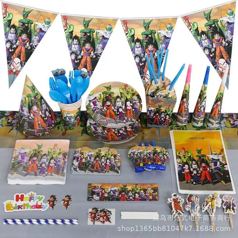 

Birthday Party Disposable cutlery Paper plates Paper Cups Paper Towels Tablecloths pull flags balloons decorate party supplies