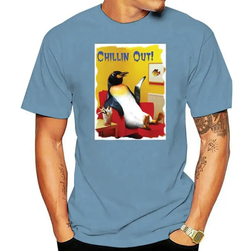 

Мужская футболка с коротким рукавом, круглым вырезом и принтом пингвина