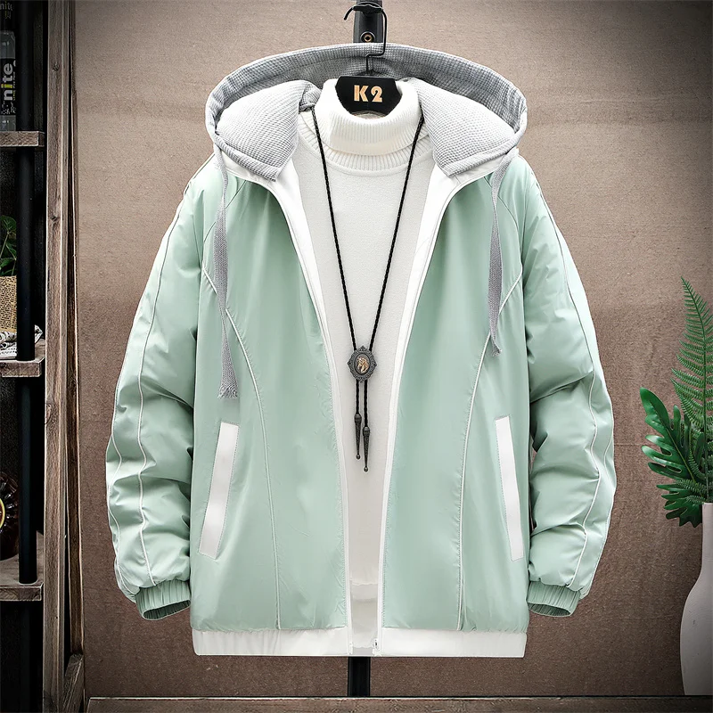 Oversized  7XL 8XL Winter Men Parka Solid Color Harajuku High Quality Men Hooded Casual Warm Thickened Jacket Men Fashion Parka