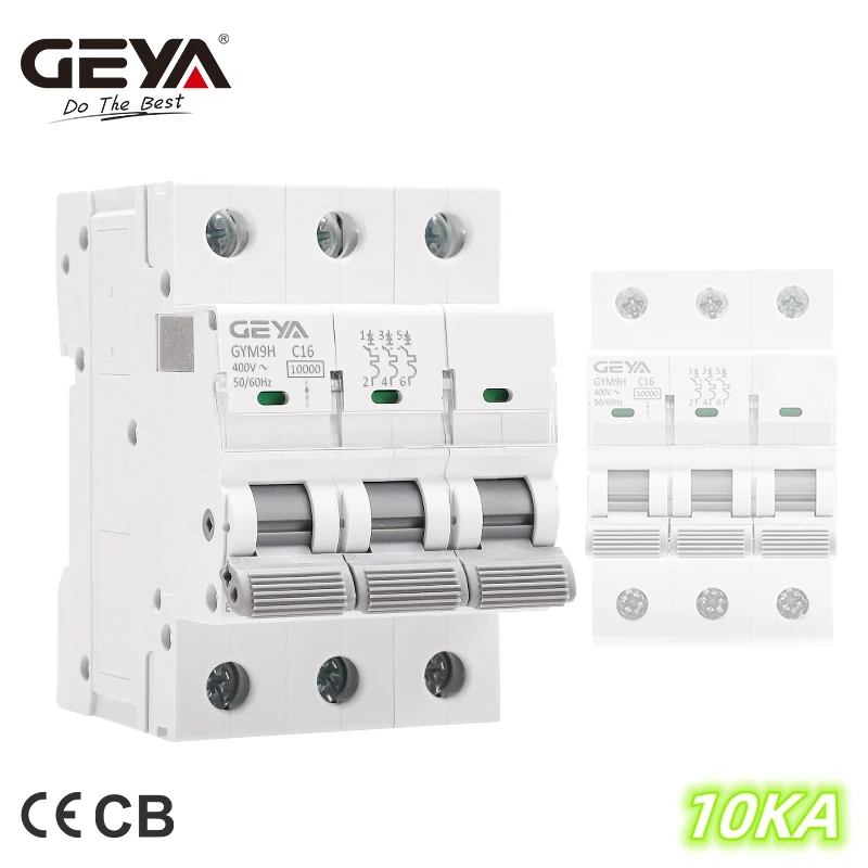 Автоматический выключатель GEYA GYM9H 10KA MCB 3P 6A 10A 16A 20A 25A 32A 40A 50A 63A 220V C Curve CE CB, одобрен