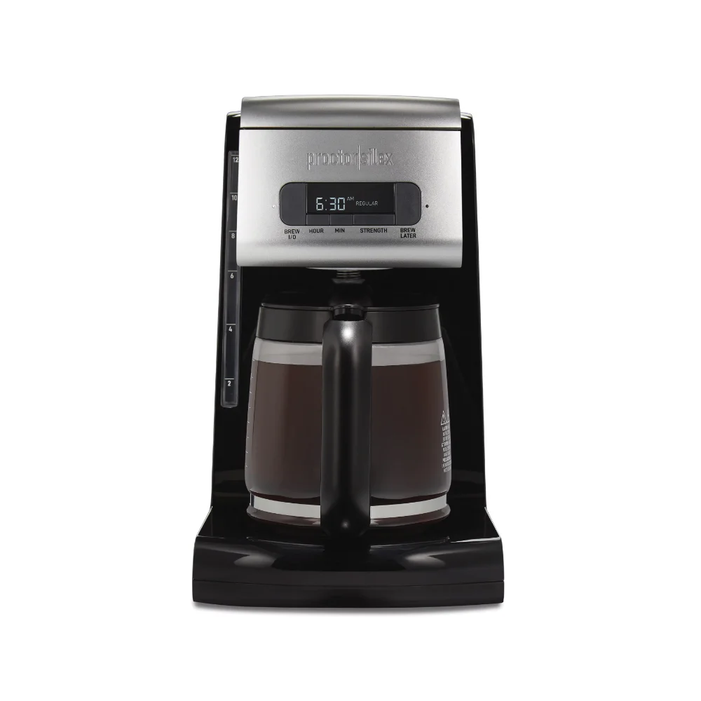 

ZAOXIl Programmable Coffee Maker, Glass Carafe, 12 Cup Capacity, Black and Silver, 43687