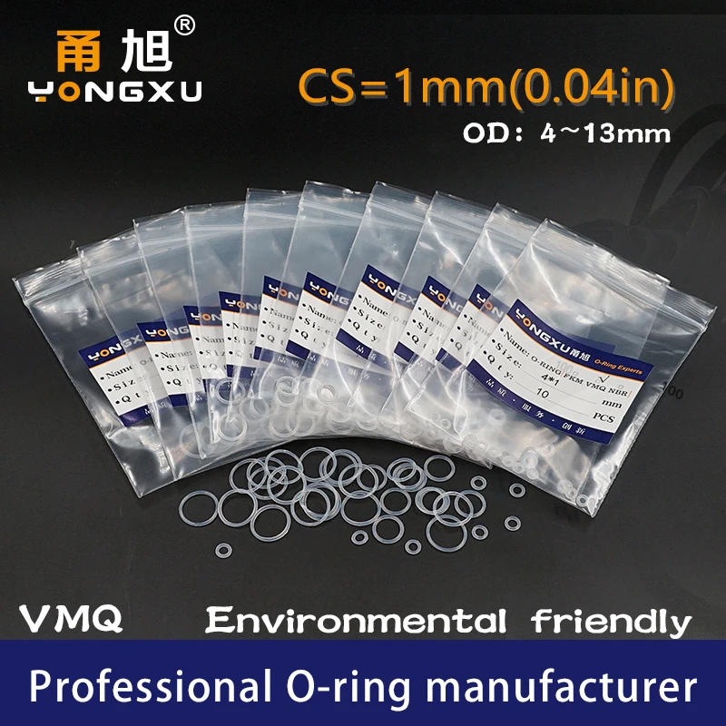 

10PCS/Lot White Silicone O Ring CS1mm Thickness OD4/5/6/7/8/9/10/11/12/13*1mm VMQ Seal Rubber Rings Gasket Washer