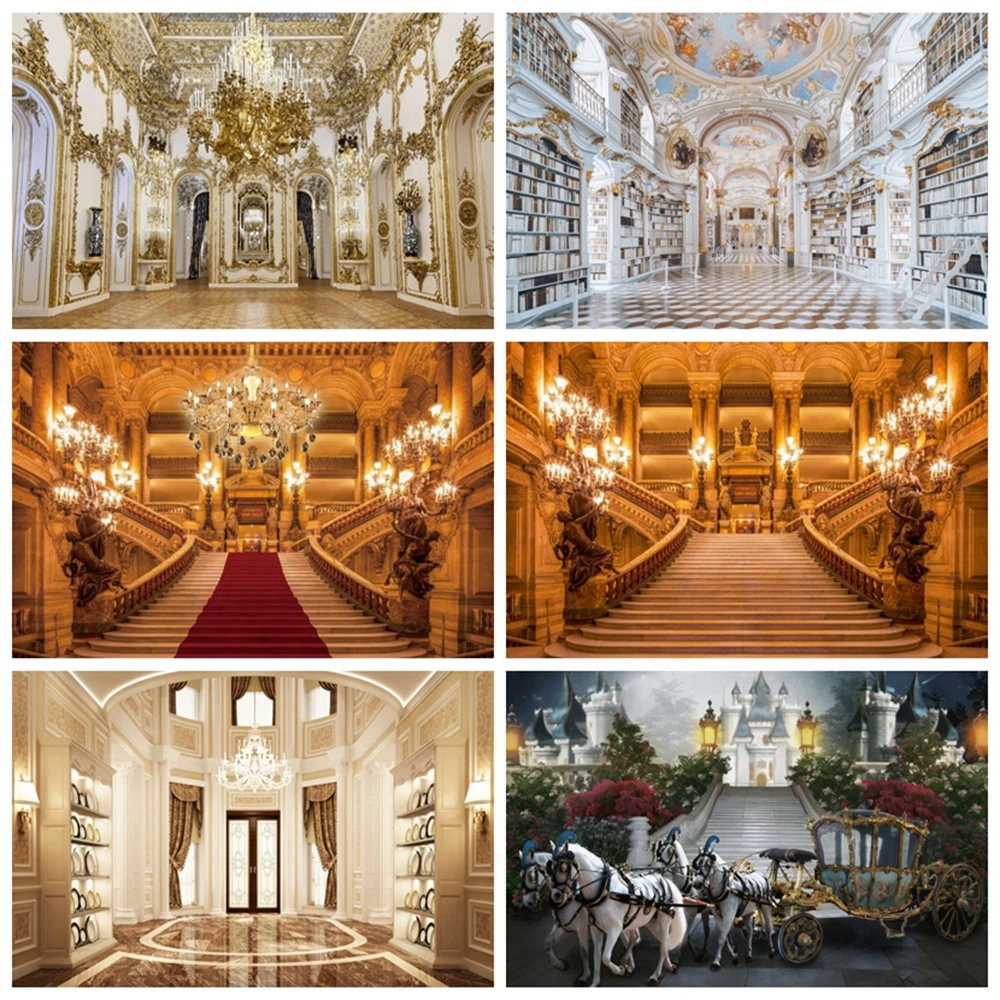 

Luxury Castle Palace Church Scene Photography Backdrop Dreamy Flower Baby Birthday Portrait Background Photographic Photo Studio