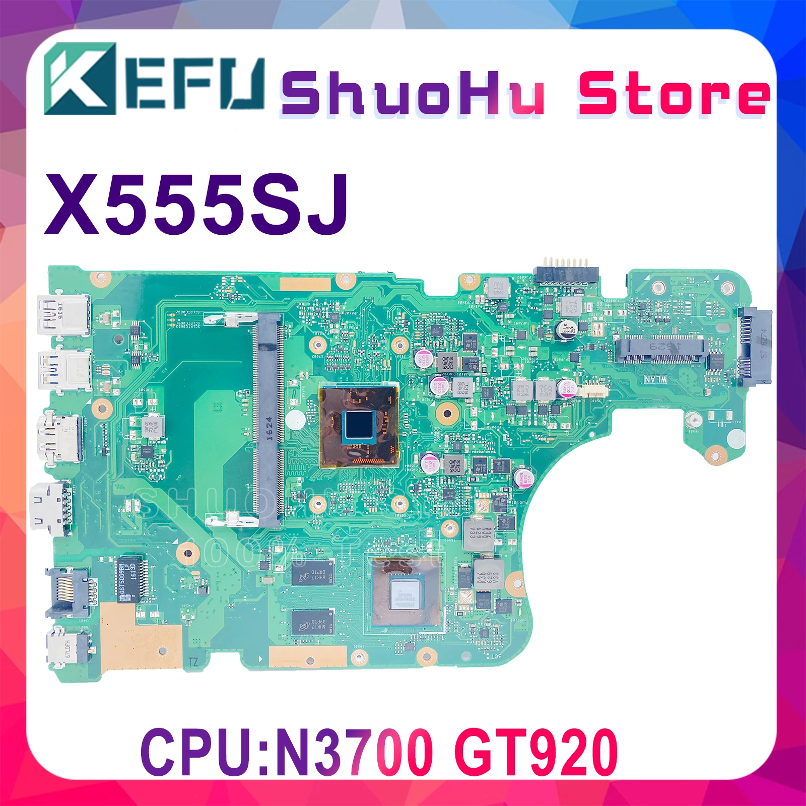 

Новая материнская плата KEFU X555SJ для ноутбука, модель X555S, A555S, N3700, процессор GT920, Полная функциональность, протестирована на 100%
