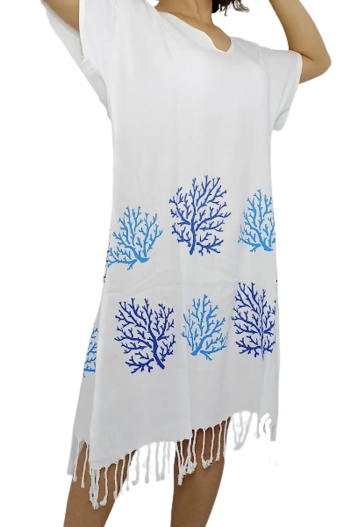 

Women's Pareo Blue Printed Bamboo delight Beach Dress Swimwear Cover Up Dress Sexy Tunic Suit Beachwear