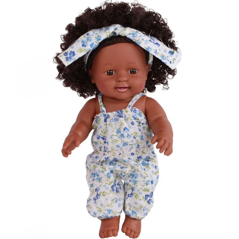

Африканская черная кукла, товары для девочек, винил с мелким материалом, интерактивный подарок для ребенка, обучение мозгу GXMB