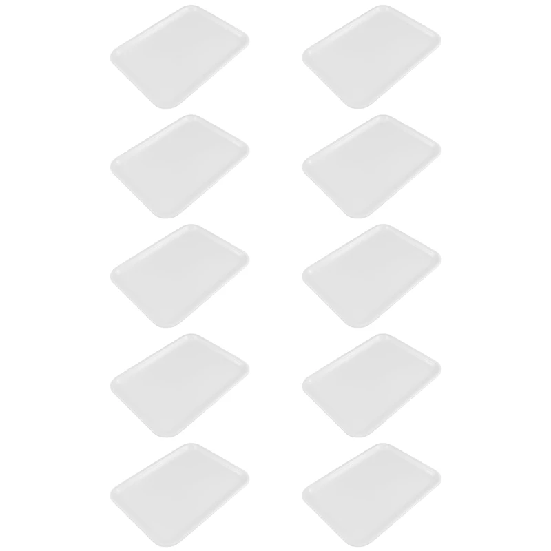 

10X, 10 Inch Long Rectangle Shape Serving Tray Made Of Plastic White