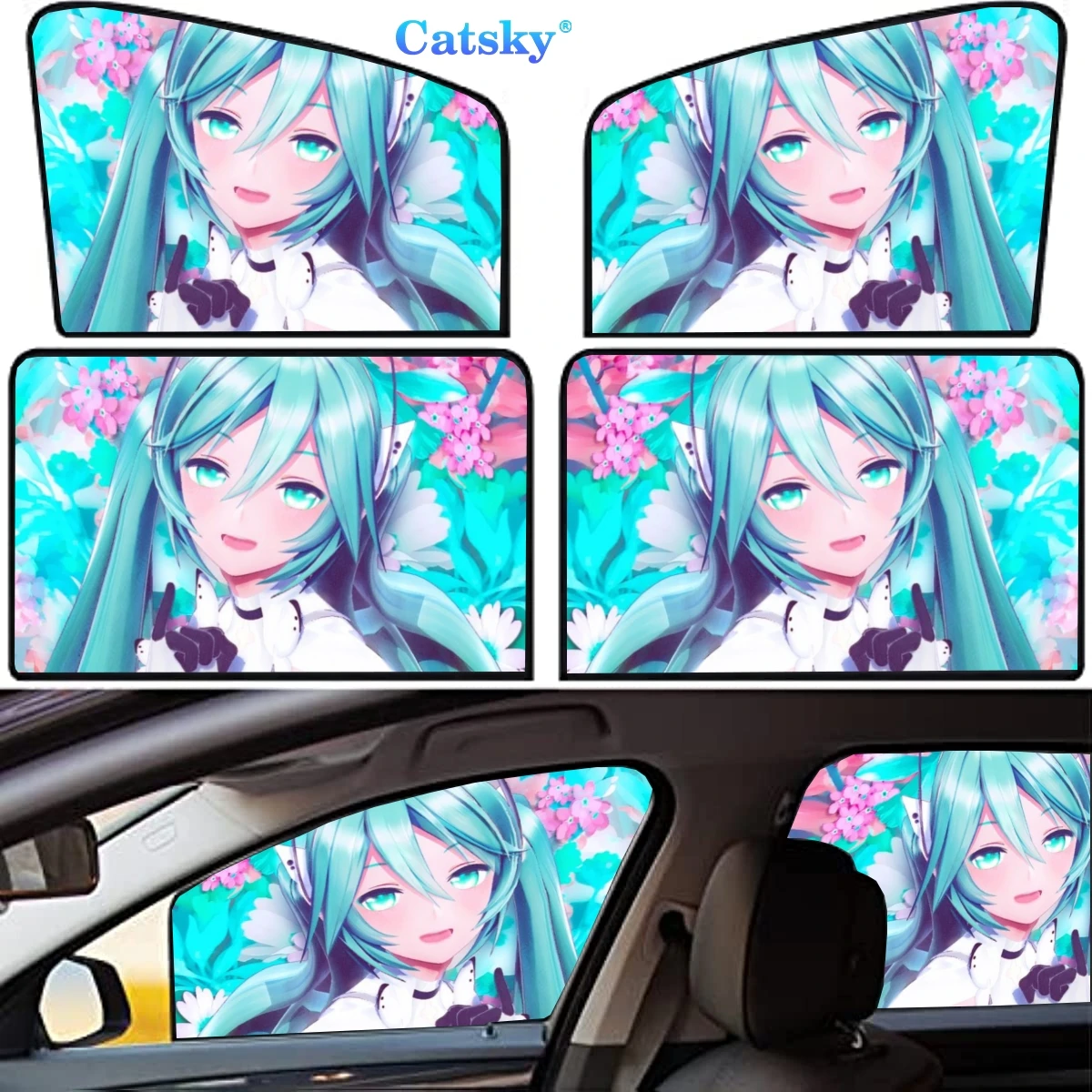 

Demon Slayer Kyojuro Rengoku 4 Pieces Privacy Car Window Sun Shades Magnetic Blackout Car Window Covers Car Curtains