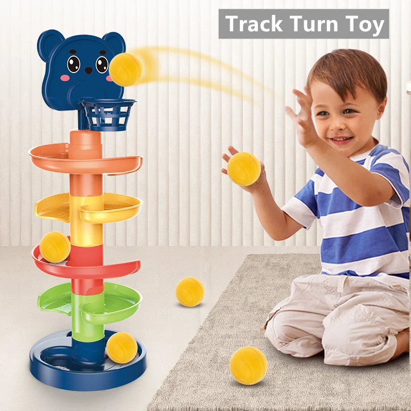 

2-9 Layers Baby Track Rolling Ball Toys Pile Tower Montessori Early Educational Toy for Toddler Kids Stacking Puzzle Toy Gifts