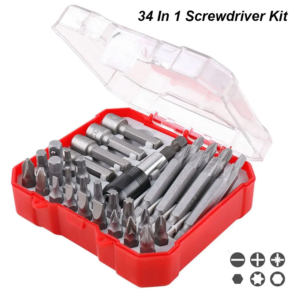 

34 In 1 Screwdriver Hand Tool Kit Small Mini Combination Universal Set Dismountable Antiskid Handle Multifunction Repair
