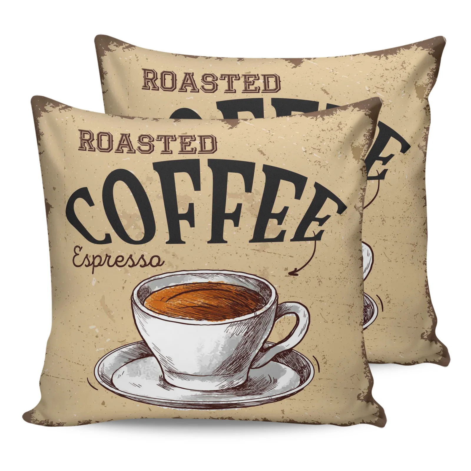 

2PC Pillowcase Coffee Retro Style Sofa Cushion Cover Bedding Dakimakura Pillow Cover For Bed House Home Decorative Pillow Cases