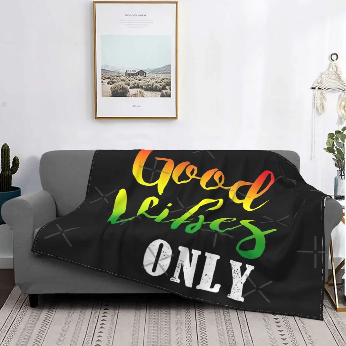 

Good Vibes-Manta a cuadros para cama, cubrecзам, edredones y Colcha