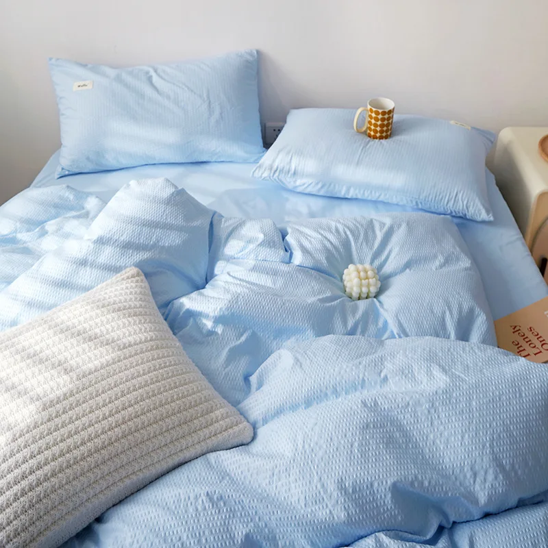 

Bedding Simple Pure Color King Queen Sizes Bedding Sets Bedspread Duvet Cover Bed Sheet Pillowcases Suitable for All Seasons