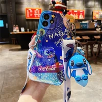 fashion brand disney cartoon stitch with lanyard phone cases for iphone 13 12 11 pro max x xr xs max 8 7 plus se2020 back cover
