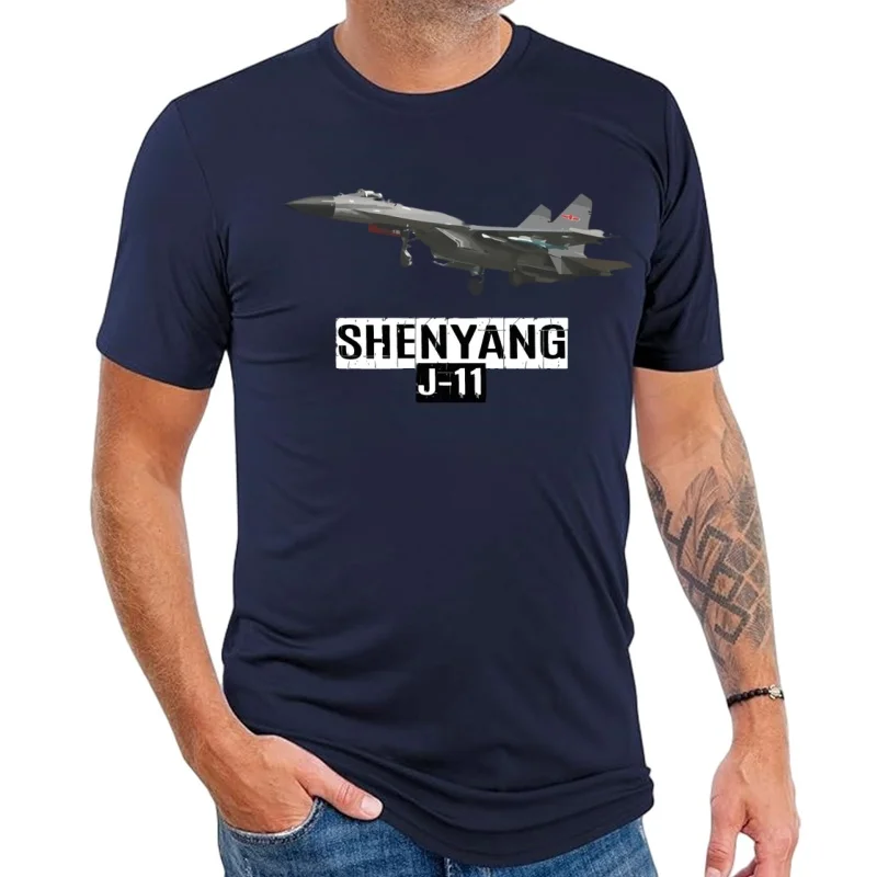Фото Футболка Shenyang J-11 Jet Fighter, 100% хлопок, с круглым вырезом, летняя повседневная мужская футболка с коротким рукавом, размер S-3XL №3