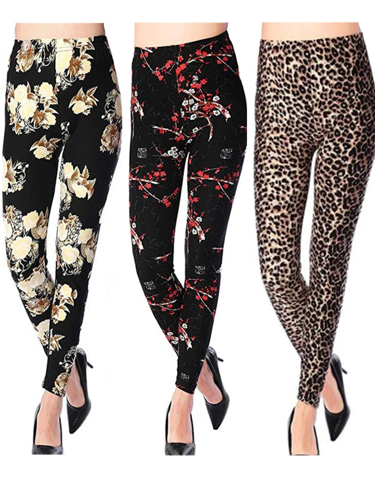 CUHAKCI Fitness Leggins Women Legging Graffiti Cartoon Printed Trousers Elastic Push Up Pencil Pants Polyester