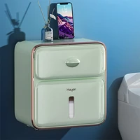 waterproof wall mount toilet paper holder tissue box creative tray roll tube storage box wc roll paper stand shelf bathroom