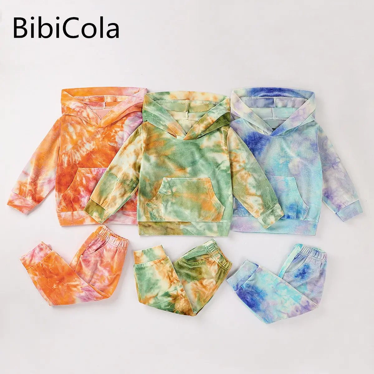 

Autumn Boy Girls Clothes Set Long Sleeve Tie Dye Printed Hoodies Sweatshirts Tops Long Pants Suit Toddler Baby Clothing Sets