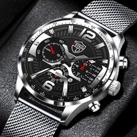 2022 watches mens fashion calendar watch for men business stainless steel mesh belt quartz wrist watch male clock reloj hombre
