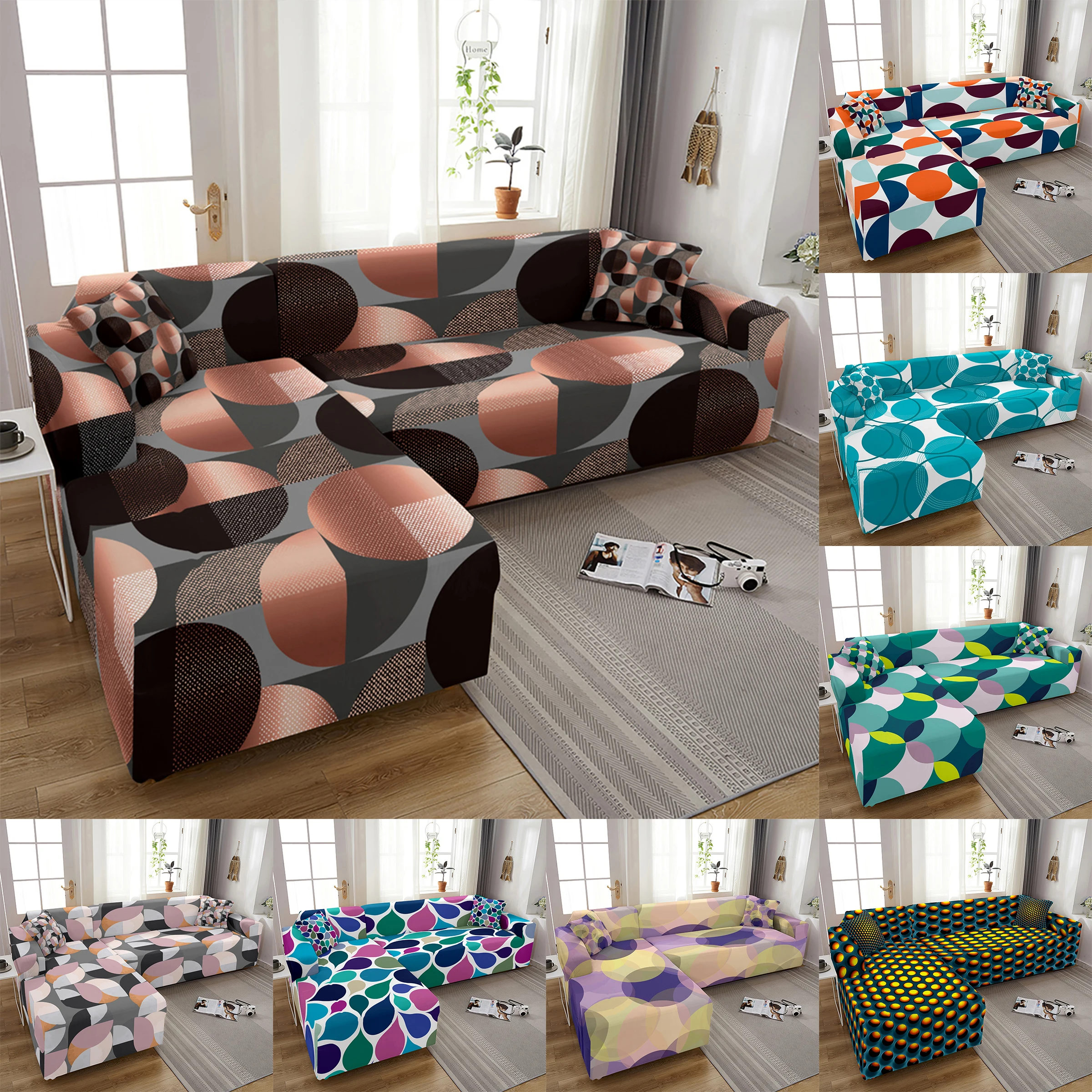 

Elastic Sofa Cover for Living Room Adjustable Geometric Sofas Chaise Covers Lounge Sectional Couch Corner Sofa Slipcover L Shape