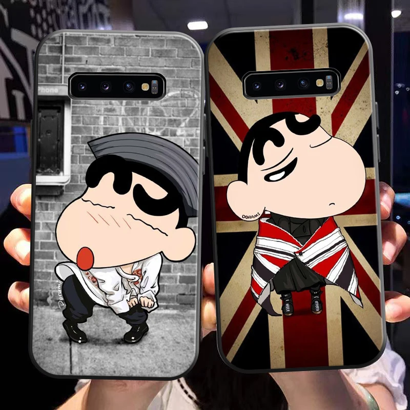 

Cute Crayon Shin-chan For Samsung Galaxy S10 S10 Plus S10E S10 Lite S10 5G Phone Case TPU Carcasa Coque Black Liquid Silicon