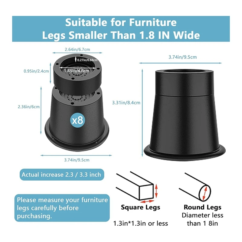 3-дюймовые подъемники для кровати больших нагрузок до 6000 фунтов 8 упаковок