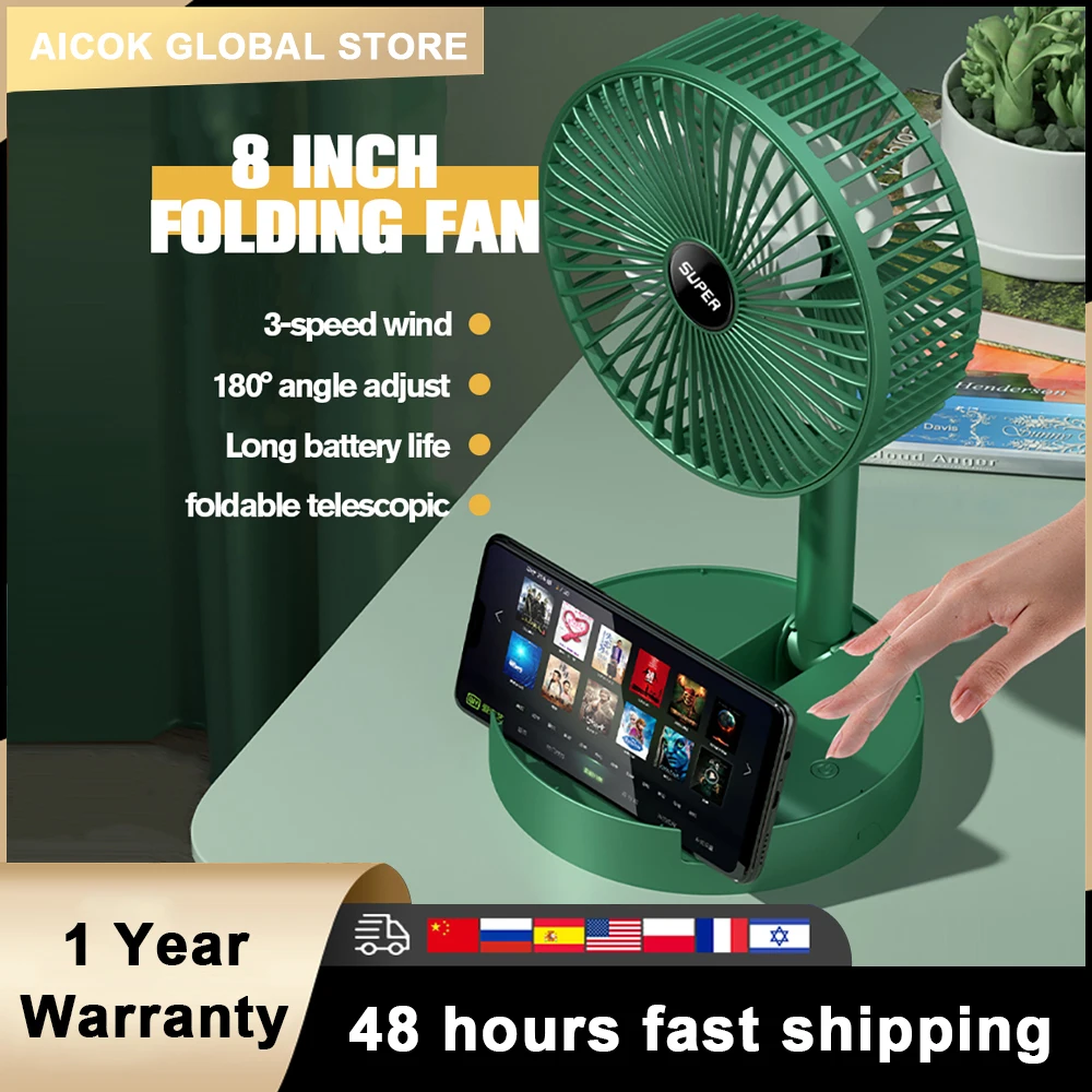 

2 in1 Portable USB Charging Fan for Office and Household Foldable Telescopic Fan Low Noise High Endurance Standby Outdoor Dinner