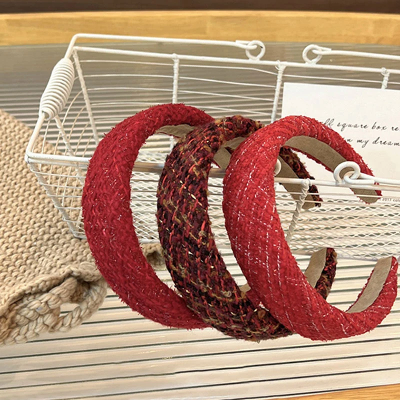 

Shiny Knitting Head Hoop For Ladies Temperament Festive Sweet All-match Korean Style Hairbands New Year Red Hair Hoops