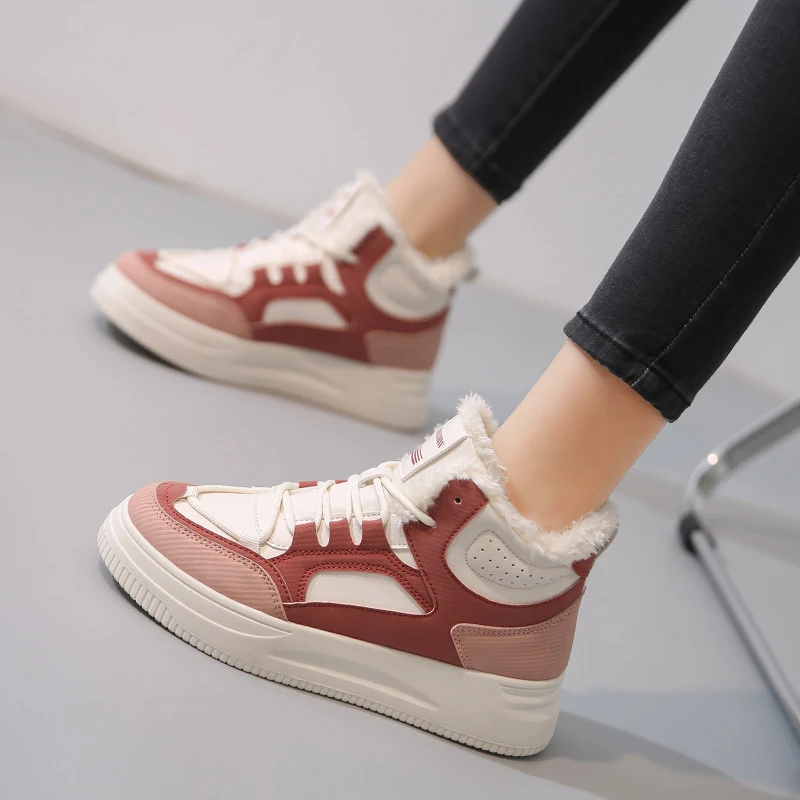 

Женские зимние плюшевые ботинки на шнуровке, женские ботильоны 2022, женские прогулочные беговые Нескользящие повседневные ботинки, женские ...