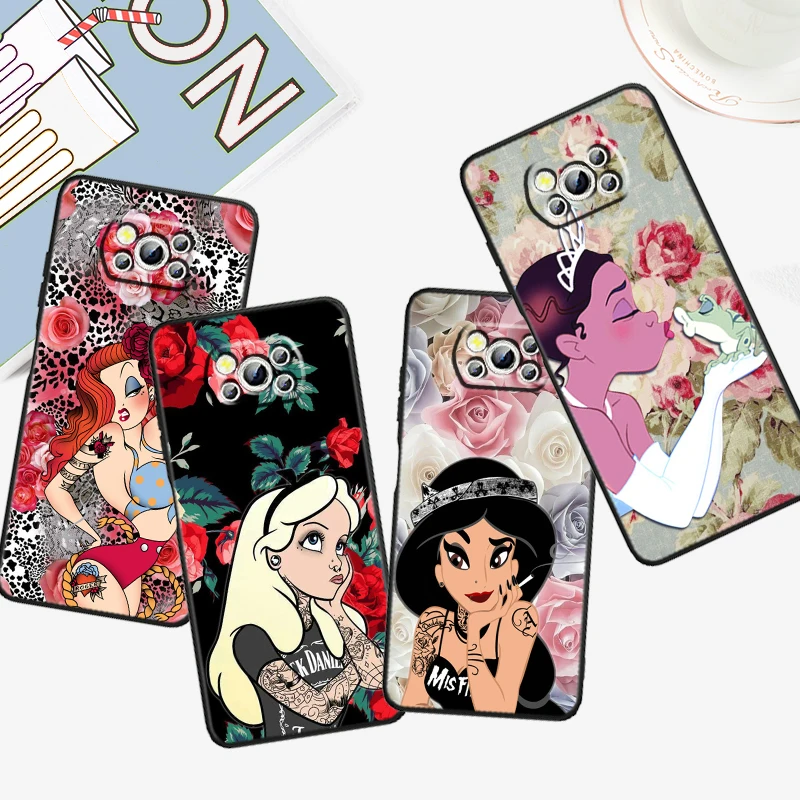

Animation Alice Princess For Xiaomi Mi Poco F5 F4 F3 F2 X5 X4 X3 M6 M5 M5S M4 M3 C40 Pro GT NFC 5G Black Back Phone Case