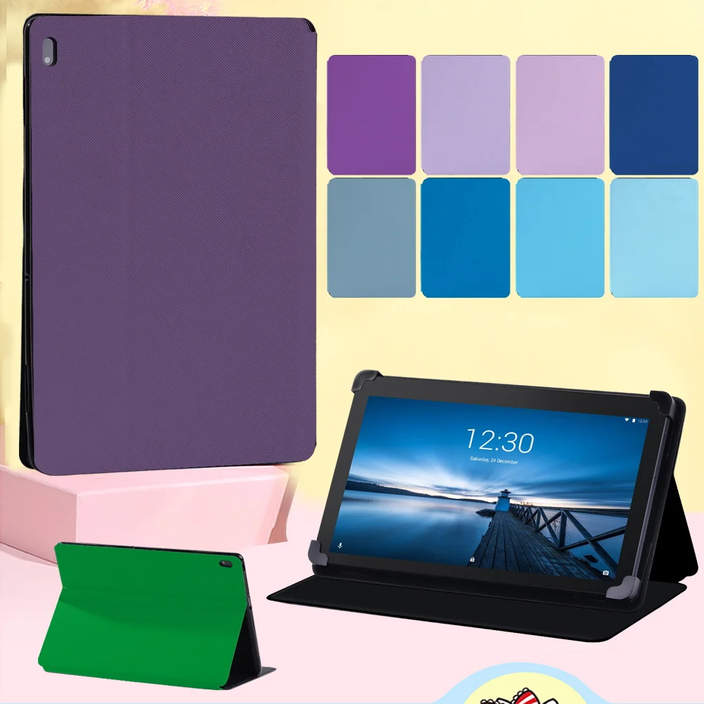 

Flip Tablet Case for Lenovo Tab M10 10.1 Inch/Tab E10 10.1" Anti-fall Solid Color Leather Cover Folio Protective Shell + Stylus
